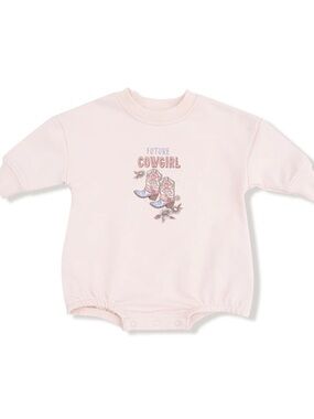 Angel Dear Pink "Future Cowgirl" Bubble Romper 0-3 3-6 6-12 months